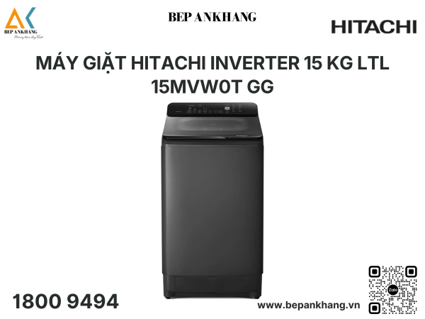Máy Giặt Hitachi Inverter 15 Kg LTL 15MVW0T GG
